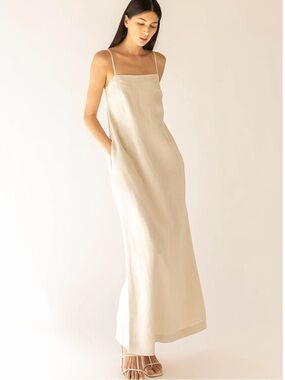OAK + FORT LINEN BLEND MAXI DRESS